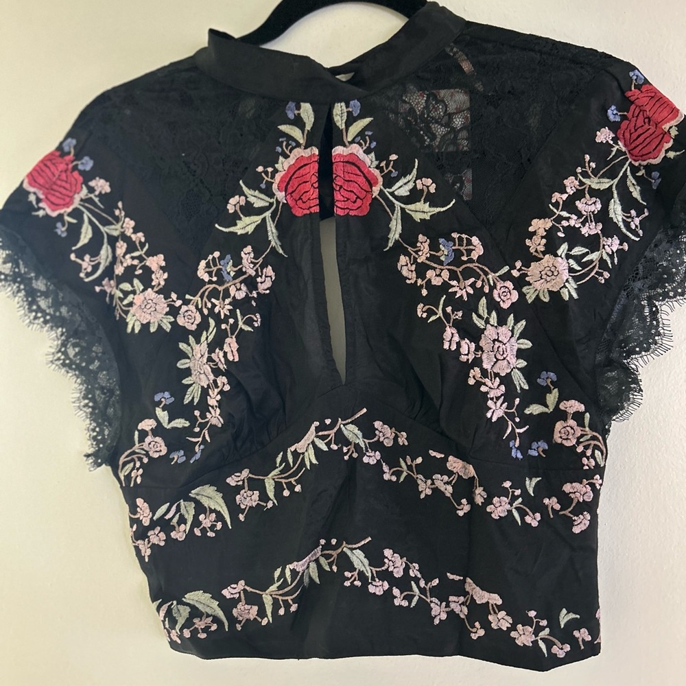Free People sheer lace crop top